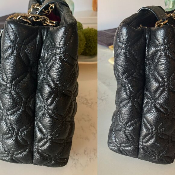 Kate Spade Astor Court Elena Black Diamond Quilted Leather Shoulder Tote Bag - Picture 8 of 10